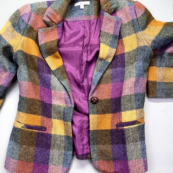 CABI #927 Plaid Wool Blend "Happy Blazer" Jacket Size 6 Cottagecore Boho - Picture 10 of 16